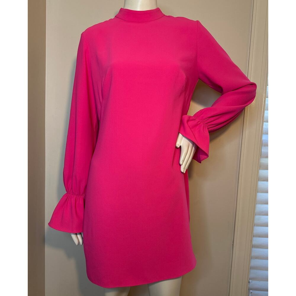 Amanda Uprichard Tallin Pink Mini Dress S Long Ruffle Sleeve